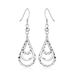 Sterling Silver Textured Graduated Open Teardrop Dangling Style Earrings_voghion.com