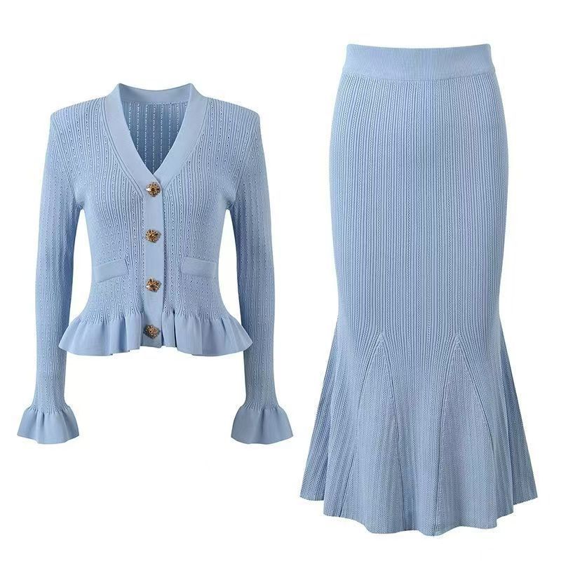 Vêtements pour femmes nouvelle célébrité conception minceur hanche enveloppée costume queue de poisson robe tricotée_voghion.com