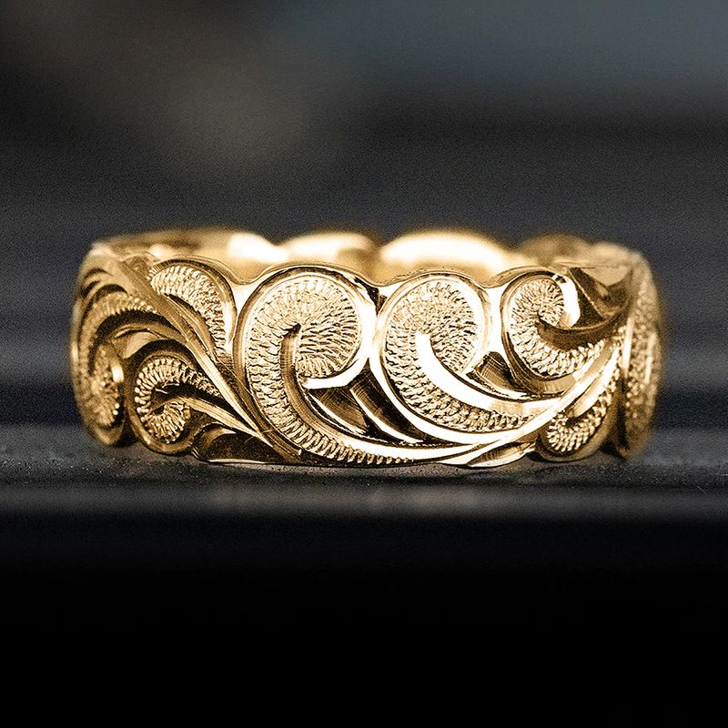 Cao Shi's trendy floral men's with a cool personality, single ring, niche texture, foam, index finger ring_voghion.com