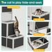 3-Tier Wooden Outdoor & Indoor Cat House Suitable For 1-3 Cats Cat Enclosure Resting Box With 4 Platforms And 2 Doors Cat Shelter Kitty House With A Jump Box For Hiding And Resting Cat Cage 71"H-Gray_voghion.com