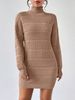 Slim-Fit Ribbed Knit Dress – Versatile Mock Neck Long Sleeve Bodycon Dress For Women (Black/White/Wine, S-XL)_voghion.com