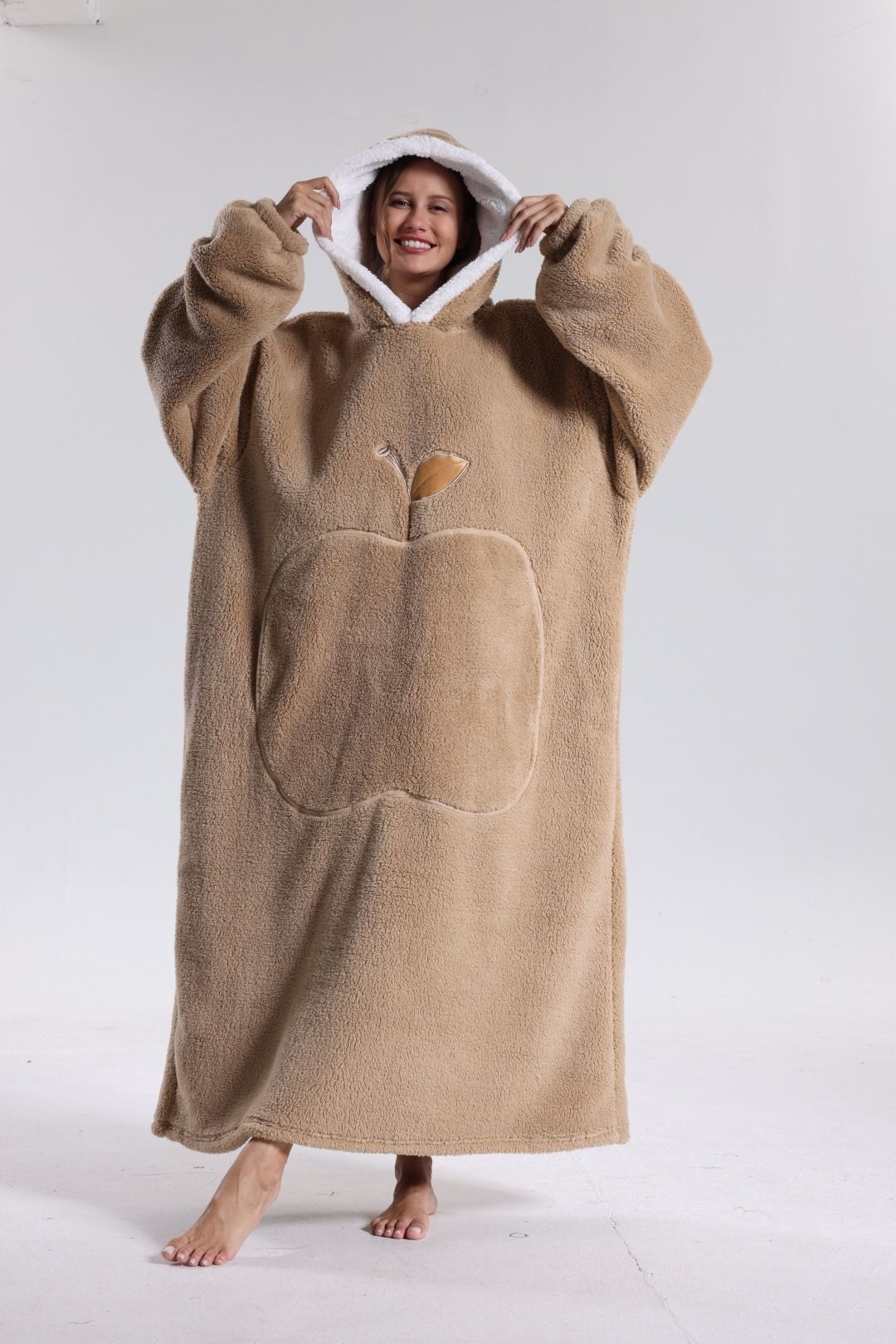 Γυναικείο νυχτικό διπλής όψης, άνετο από βαμβάκι και βελούδο, για γυναίκες, φθινόπωρο και χειμώνα, με μακριά μανίκια, χοντρά, μακριά ρούχα για το σπίτι, σε προσφορά, κουβέρτα lazy TV_voghion.com