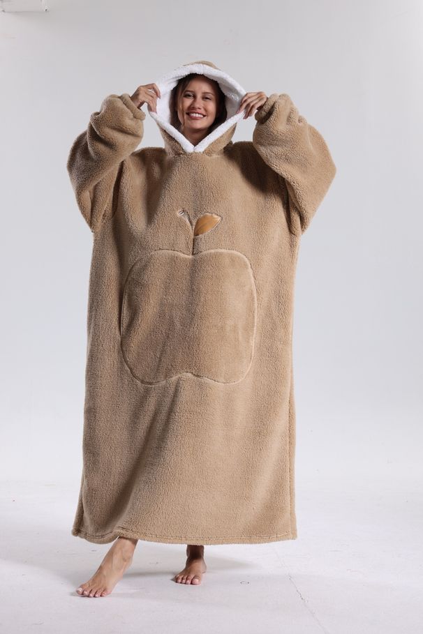 Γυναικείο νυχτικό διπλής όψης, άνετο από βαμβάκι και βελούδο, για γυναίκες, φθινόπωρο και χειμώνα, με μακριά μανίκια, χοντρά, μακριά ρούχα για το σπίτι, σε προσφορά, κουβέρτα lazy TV_voghion.com