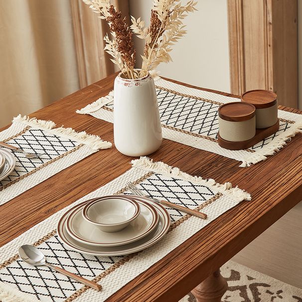 Hochwertige, dicke Tischsets aus Baumwollleinen – hitzebeständige Tischsets für Essen, Partys und Heimdekoration_voghion.com