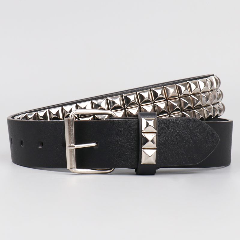 HEIßER Mode männer metall pin schnalle PU genietet gürtel_voghion.com