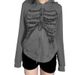 Y2K Subculture Chain Skeleton Print Loose Hoodie Streetwear Niche Casual Zipper Thin Jacket_voghion.com