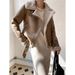 Women's Clothing Women's Biker Style Jacket Winter Cozy Faux Shearling Fleece Lined Bomber Coat With Zipper Closure, Black & Khaki, XS/S/M/L_voghion.com