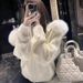 Retro Knit Cardigan Women's Oversized Hooded Sweater Coat With Faux Fur Collar Fashion Trends Oversized_voghion.com