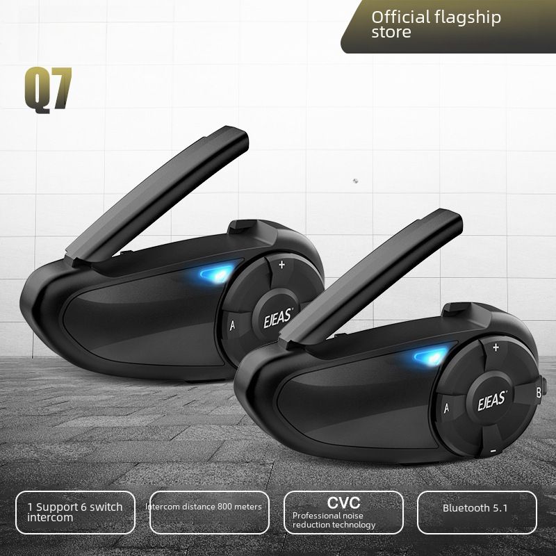 Motorcycle helmet Bluetooth intercom headset 7-person connection 1 drag 6 switch intercom 800 m intercom distance Q7 double pack_voghion.com