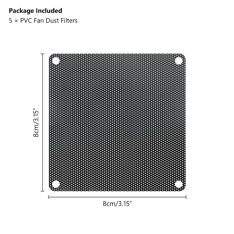 5PCS Black White Squre Black PVC PC Fan Dust Filter Dustproof Case Computer Mesh Dust Covers 80x80mm 90x90mm 120x120mm 140x140mm_voghion.com
