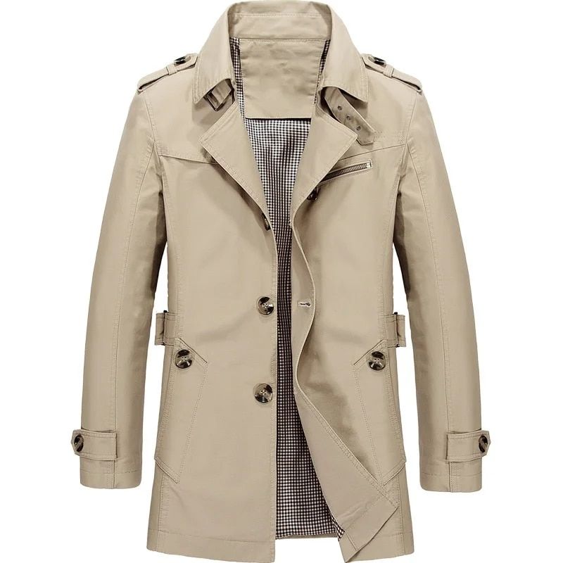 Men's Business Windbreaker Long Jackets Pure Cotton Trench Coats Casual 2023 Spring Fall Winter Fashion Suit Streetwear_voghion.com