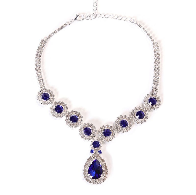 Nový modrý přívěsek s kapkou pro ženy, elegantní a módní, řetízek na klíční kost s lesklým vodním diamantem, řetízek na krk_voghion.com