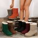 Large-size snow boots one shoe two women's chunky heel mid-calf boots_voghion.com