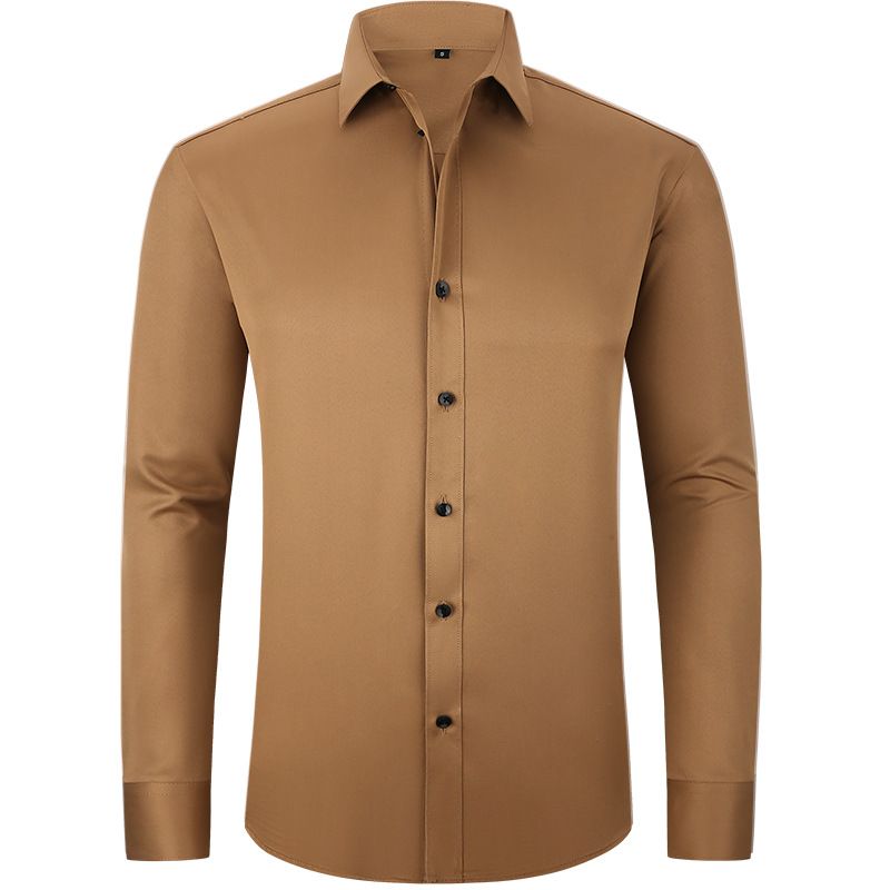 Camicia elasticizzata in quattro direzioni da uomo, camicia da uomo, camicia da lavoro semplice, antirughe, senza stiratura, sottile, per uomo_voghion.com