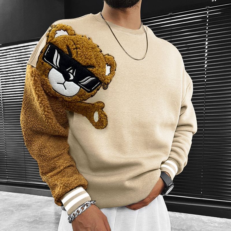 Herren-Sportbekleidung mit Teddybär-Kapuzenpullover_voghion.com