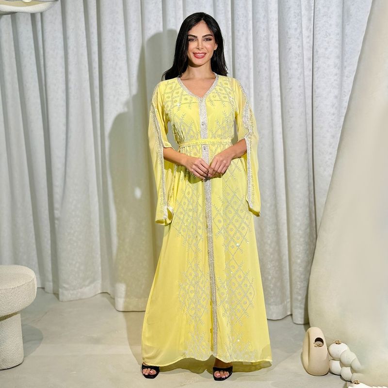 Vêtements pour femmes Dubaï Robe de soirée musulmane du Moyen-Orient pour femmes Robe élégante en diamant_voghion.com