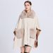Women's imitation Rex rabbit collar cape cape large size knitted cardigan loose woolen coat_voghion.com