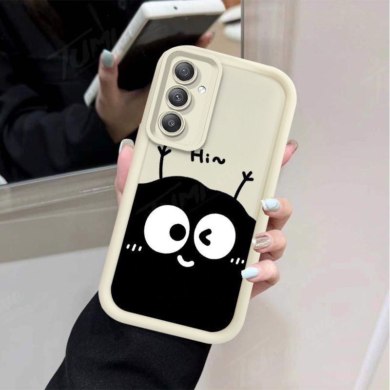 Lovely Black Eggette Matte Phone Case for Samsung Galaxy A55 A35 A25 A15 A05 A05S A24 A13 A23 A12 A22 A32 A52 A52S A72 A11 Cover_voghion.com