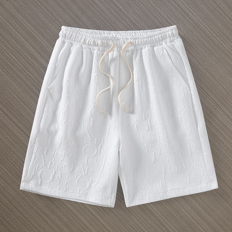 Men's Clothing Elastic White Shorts Men Summer Trend New Bubble Flower Dark Pattern English Shorts Beach Pants Casual Sports Pants_voghion.com