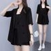 Audday Plus Size Women's Outfit 2025 Summer New Style Slimming Elegant Canotta Blazer e Shorts Set Tre Pezzi_voghion.com