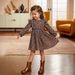 Kids’ Clothing Girl Leopard Print Long Sleeved Water Drop Collar Small Flying Sleeves Long Sleeved Ruffled Simple Dress_voghion.com