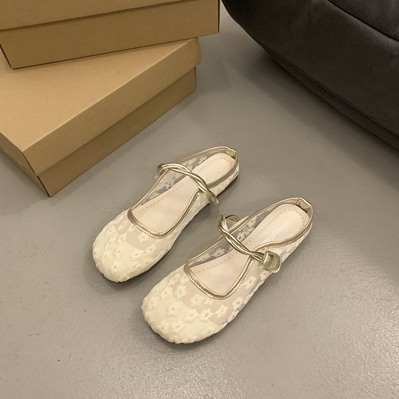 Retro mesh lace embroidery lazy sandals for women summer new style factory direct supply hollow breathable matching skirt sandals_voghion.com
