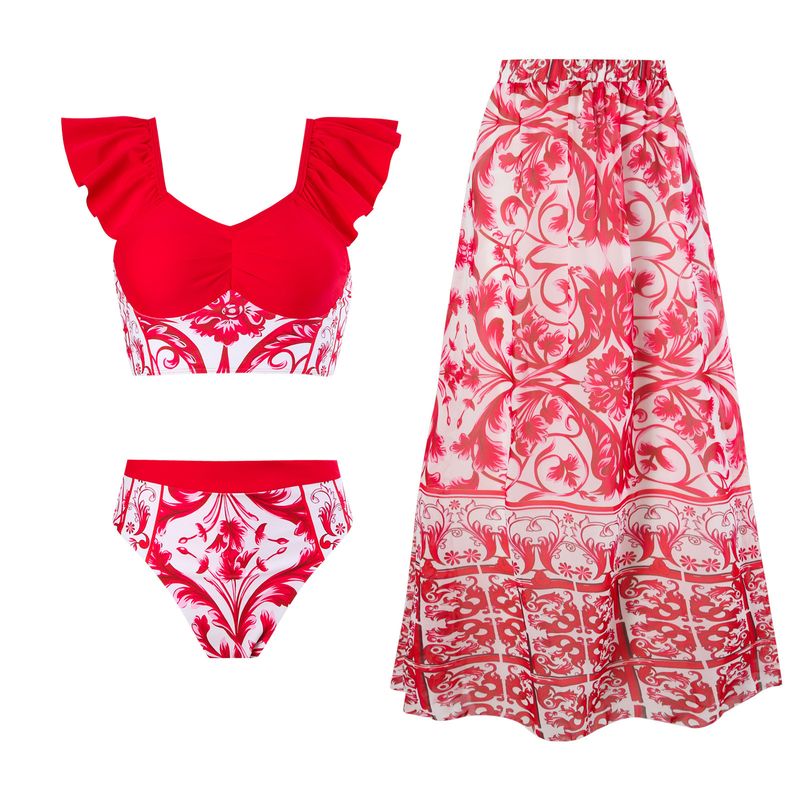 Women's Clothing Printed Bikini Swimsuit Sexy Bikini Chiffon Skirt_voghion.com