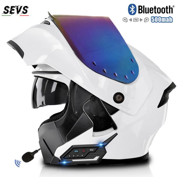 DOT & 3C Certified Modular Bluetooth Motorcycle Helmet – ABS Flip-Up Helmet With 500mAh Intercom, Dual Visors & 12 Color Options_voghion.com