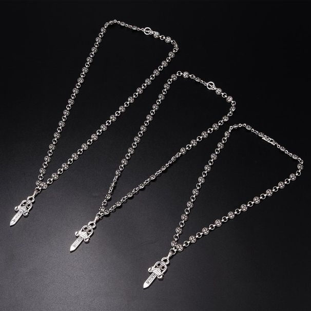 Ciondolo a forma di spada grande in argento placcato, stile retrò, stile europeo e americano, per parrucchieri, stile maglione, per creare un look vintage._voghion.com