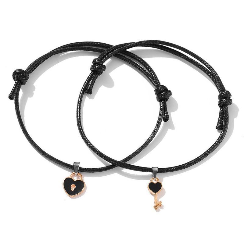 Hot Selg Kreativ Lille Nøgle Kærlighed Par Simpel Personlighed Sort Retro Kæreste Armbånd_voghion.com