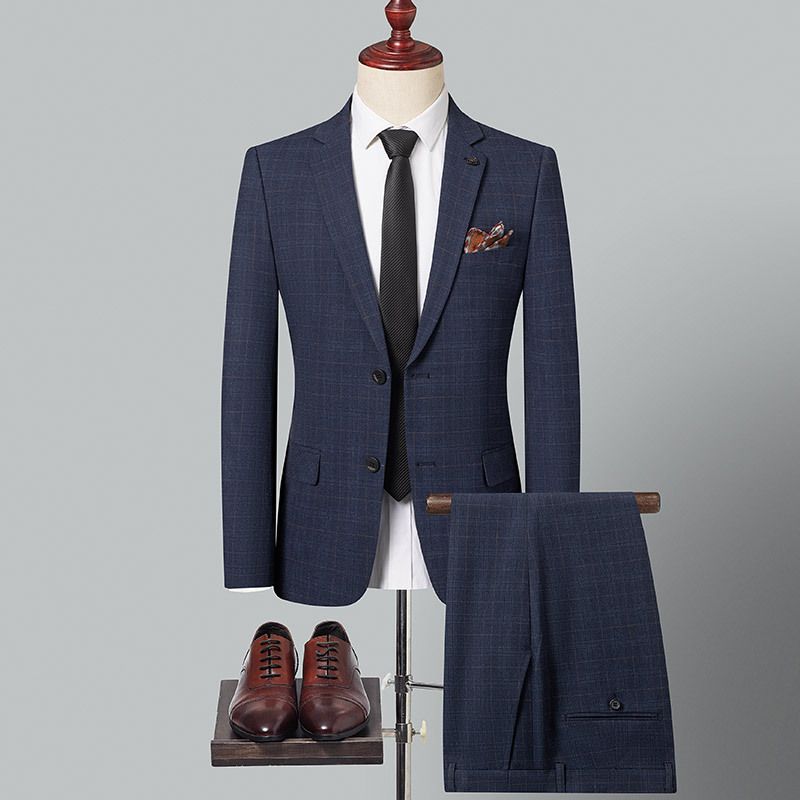 CT New Men's Set Two-Piece Suit Wedding Groomsman Tuxedo Business Casual Elegant Fashion_voghion.com