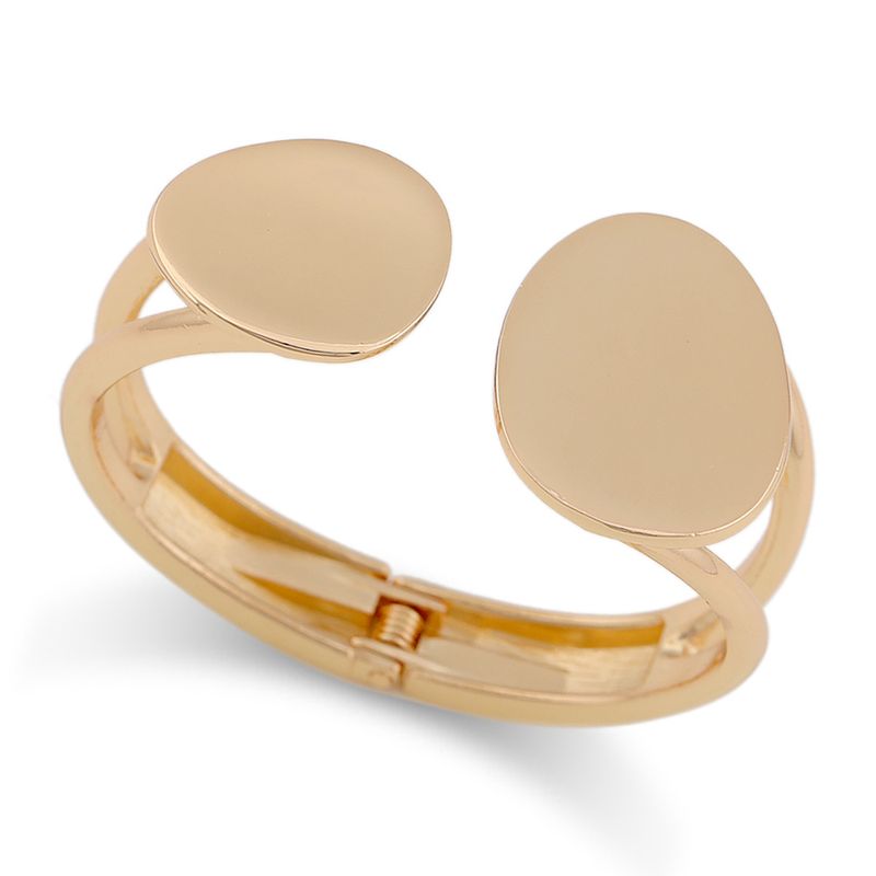 Bracciale aperto regolabile in lega di zinco geometrica liscia per donna, design semplice e di nicchia_voghion.com