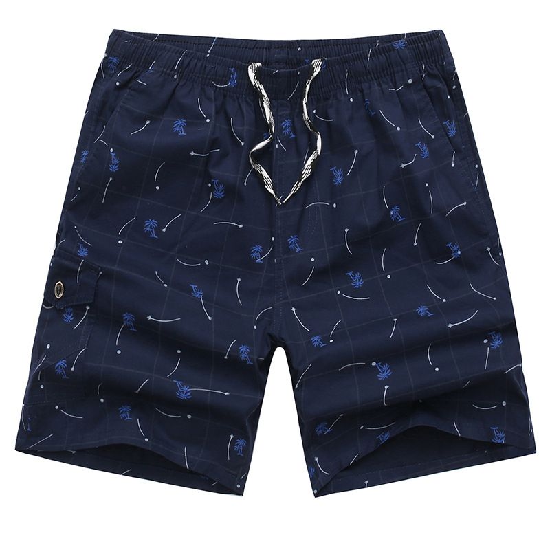 Pantaloncini da spiaggia casual a cinque punti da uomo Pantaloni a testa grande Indossano pantaloni larghi a mezza lunghezza elastici per la casa ad asciugatura rapida _voghion.com