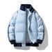 Winter down couple style stand up collar cotton contrasting colors with three stripes, loose and warm bread jacket,_voghion.com