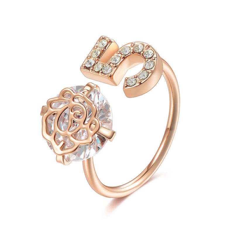 Sier VENUS Sterling Digital Open Ring Ladies Creative Rose Flower Hollow Diamond Fashion Ring Jewelry Gift_voghion.com