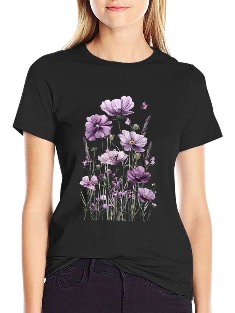 Forår og sommer Europæiske og amerikanske kvinders nye dame-afslappet mode løse toppe trykte dame-T-shirts_voghion.com