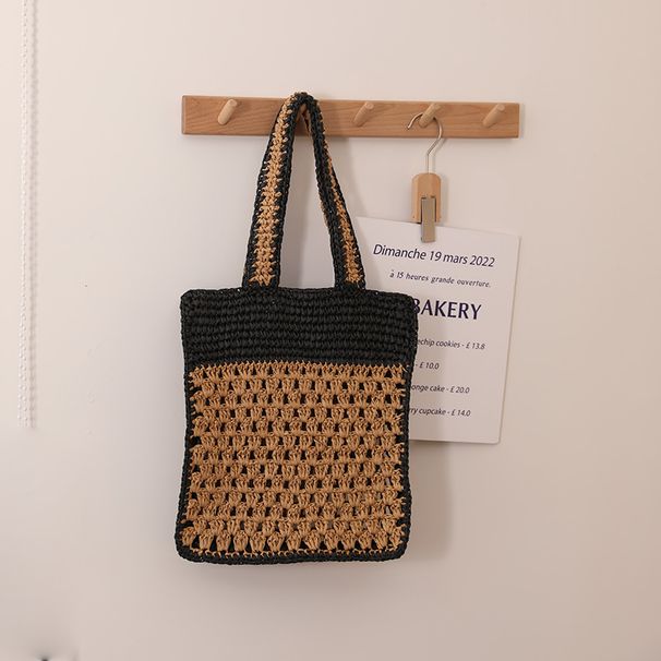 Borsa a tracolla in paglia francese cava, nuovo stile, borsa intrecciata a mano, borsa da spiaggia in stile festivo, borsa da donna versatile_voghion.com