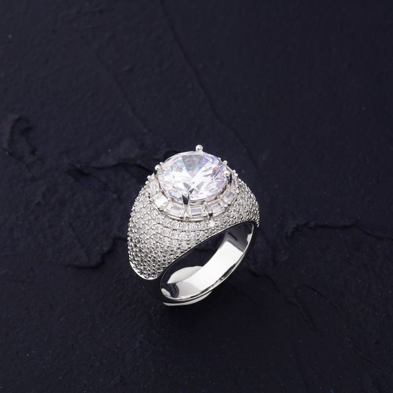 Anello importante da uomo e da donna - Anello da cocktail con zirconi 5A, anello a cupola audace placcato oro/argento, anello hipster per mignolo/indice, regalo unisex_voghion.com