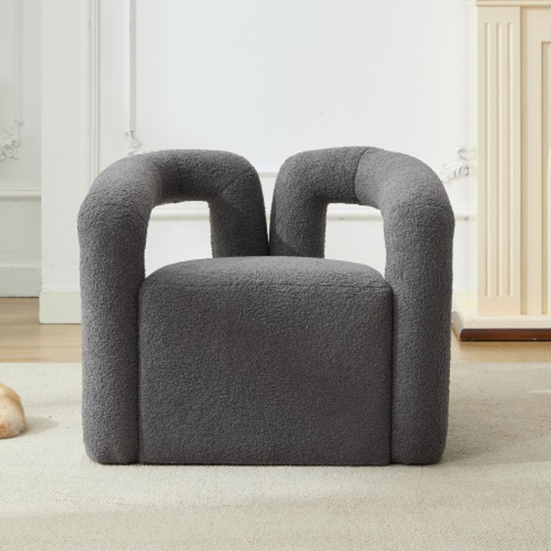 Kunstpelz Stuhl Moderne Sherpa Stoff Wide Cutout Arm Design Teddy Gepolstert Single Sofa Bequem Und Flauschig Lesesessel Für Wohnzimmer Schlafzimmer Ecke (grau)_voghion.com