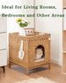 Cat Litter Box Enclosure Hidden Litter Box Furniture With Metal Heightened Feet, Rattan Handwoven Cat House With Litter Mat, Hidden Litter Box Furni_voghion.com