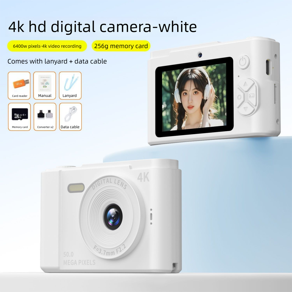 Videocamera con doppia scheda campus, CCD HD da 6400 W, pixel, per selfie, Vlog e studenti_voghion.com