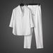 CT Sommer Plus Size Ice Silk Herren Dünnes T-Shirt im chinesischen Stil mit V-Ausschnitt und fünf Ärmeln sowie langen Hosen, lässiges Sport-Zweiteiler-Set_voghion.com