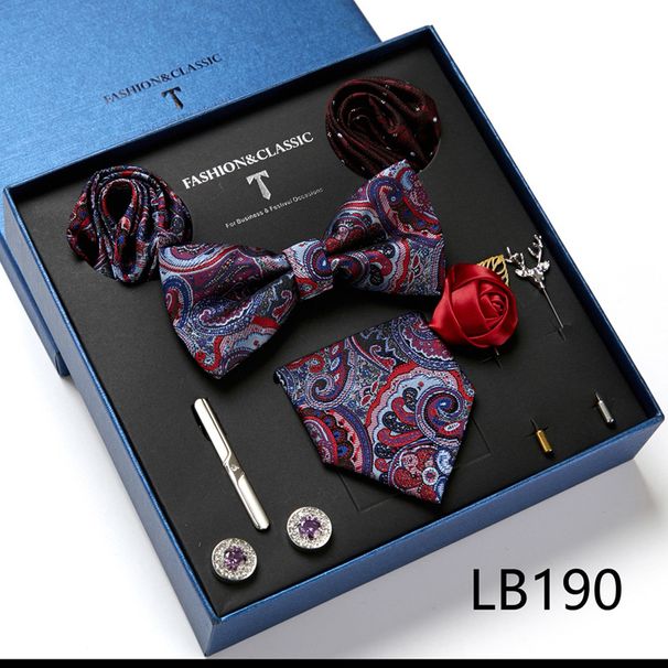 Men's Ties & Handkerchiefs fashionable business solid color flower tie square scarf 8-piece combination set_voghion.com