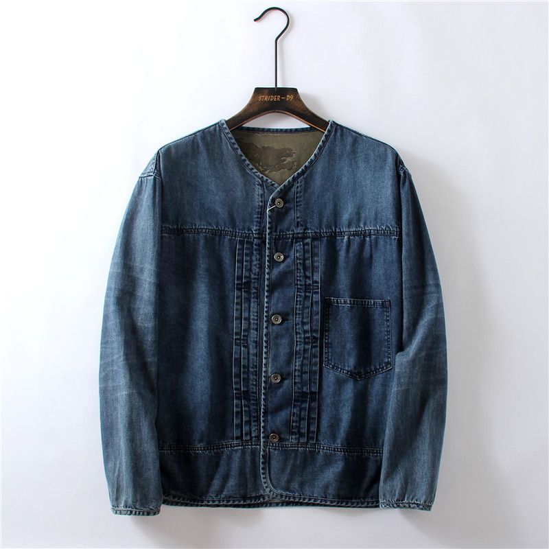CT Vintage Heavy Washed Single-Breasted Denim Jacket For Men, Spring And Autumn Thin Coat_voghion.com