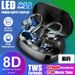 Cuffie auricolari Bluetooth wireless TWS, auricolari sportivi con gancio auricolare e bassi potenti_voghion.com