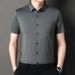 Camicia a maniche corte sottile CT 2025 Summer Silk da uomo, senza cuciture, casual e alla moda_voghion.com
