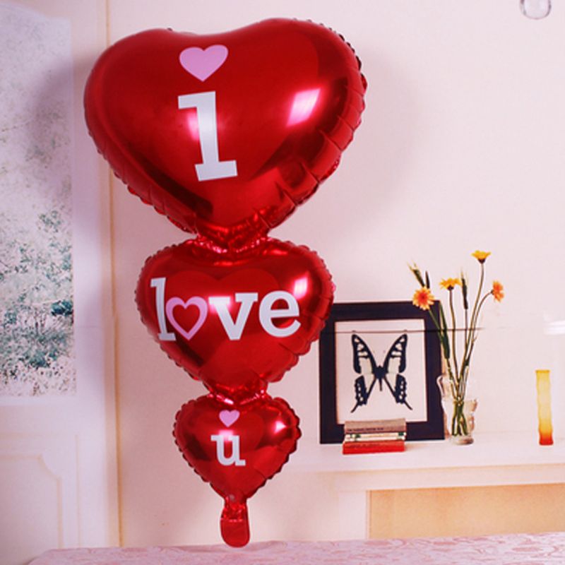 Romantyczne balony foliowe z aluminium z napisem LOVE do dekoracji ślubnych, balony w kształcie serca z napisem KOCHAM CIĘ i LOVE, artykuły dekoracyjne na przyjęcia_voghion.com