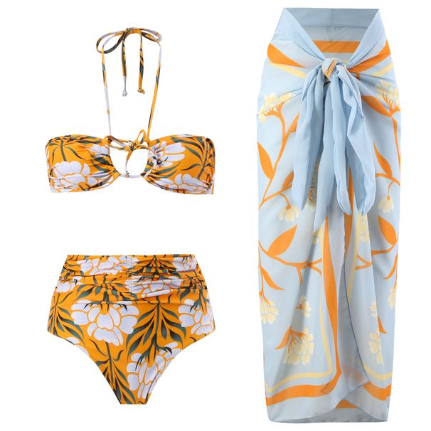 Three-dimensional Flower One-piece Swimsuit Women's Beach Vacation Dress Swimsuit_voghion.com