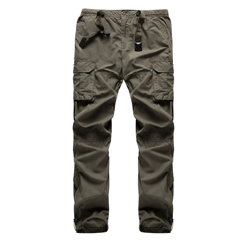Pantalon de travail étranger décontracté mince à jambe droite et à poches multiples, pantalon long pour homme_voghion.com