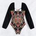 Women's Clothing New Swimsuit Women's Belly-covered Slimming Sexy Long-sleeved Strapless Printed Swimsuit_voghion.com